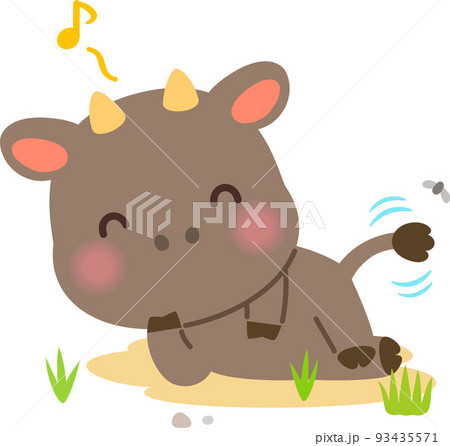 ごろ寝する牛のキャラクター ごろ寝する牛のキャラクター 93435571
