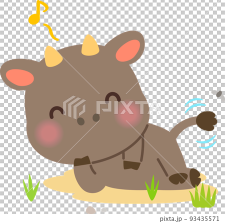 ごろ寝する牛のキャラクター ごろ寝する牛のキャラクター 93435571