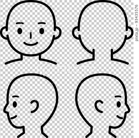 人物の頭、顔のデフォルメイラストセット 93435576
