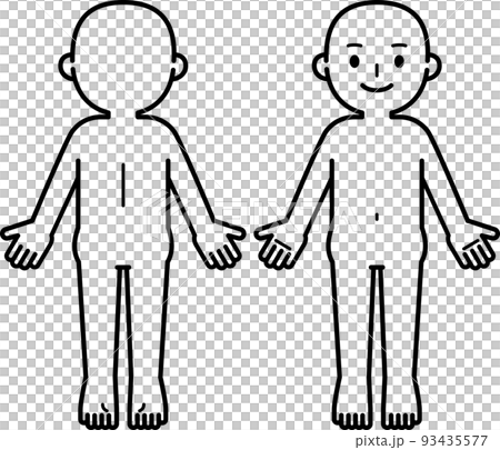 一個變形的裸體人物的前後線圖 93435577