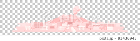 鹿児島 街 桜島 新幹線 観覧車 風景（ピンク色） 93436943