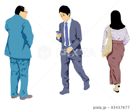 通行人のイラストセット 93437677
