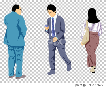 通行人のイラストセット 93437677