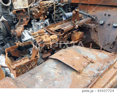 Heavy military equipment destroyed in battle 93437724