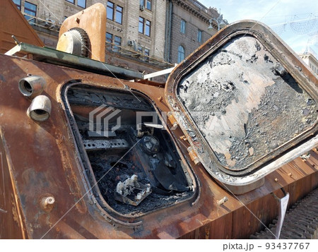 Heavy military equipment destroyed in battle 93437767