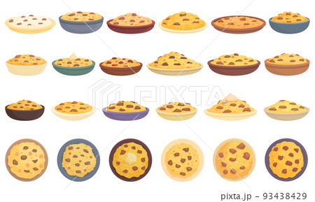 Pilaf icons set cartoon vector. Asian arabic. Cauldron cereal 93438429