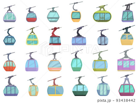 Ski lift icons set cartoon vector. Resort slope. Winter activity 93438442