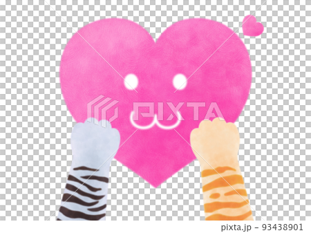Smile heart and cat's hand Smile heart and cat's hand 93438901