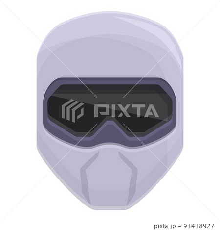 White biker helmet icon cartoon vector. Moto safety. Front part 93438927