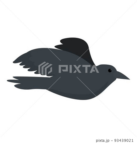 Fly crow icon cartoon vector. Raven bird. Art feather 93439021