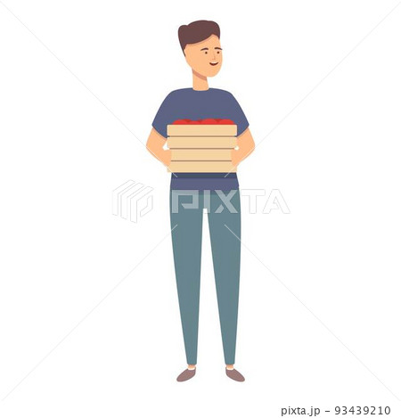Boy with fruit box icon cartoon vector. Tree agriculture. Nature plant 93439210