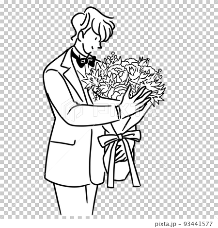 花束をプレゼントする男性 93441577