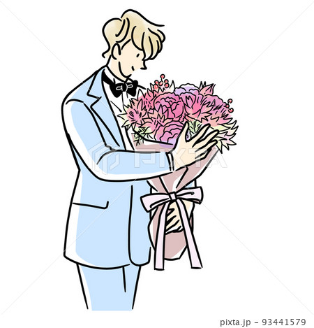 花束をプレゼントする男性 93441579