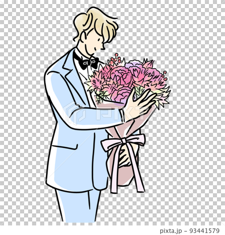 花束をプレゼントする男性 93441579