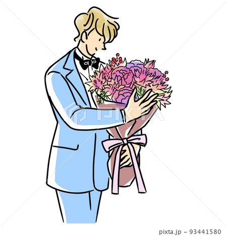 花束をプレゼントする男性 93441580