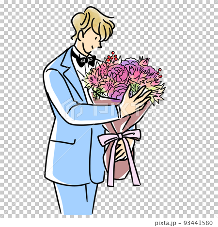 花束をプレゼントする男性 93441580