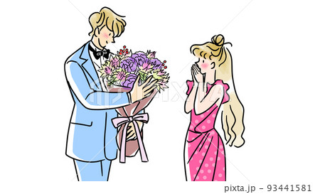 花束をプレゼントする男性 93441581