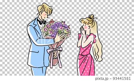 花束をプレゼントする男性 93441581