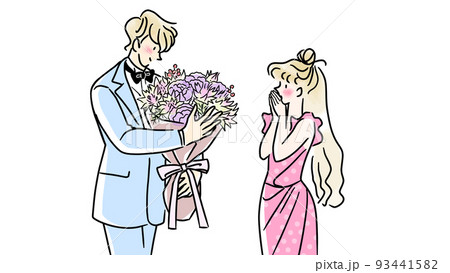 花束をプレゼントする男性 93441582
