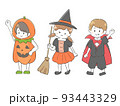 ハロウィン　パーティー　仮装を楽しむ子供たちのイラスト 93443329