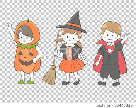Illustration of children enjoying Halloween party costumes 93443329