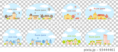 Mini illustration set of rustic house with grunge touch 93444461
