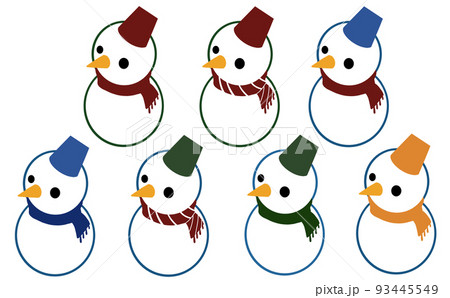 雪だるま/クリスマス/年賀状/寒中見舞い/セット素材 雪だるま/クリスマス/年賀状/寒中見舞い/セット素材 93445549