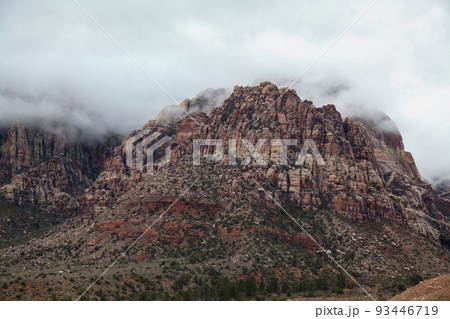 View of red rock canyon national park in Foggy day at nevada,USA. 93446719