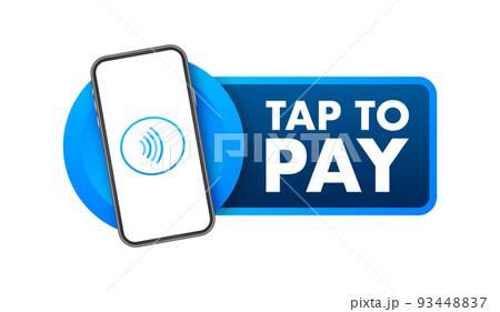 Contactless wireless pay sign logo. NFC technology. Vector stock illustration. Contactless wireless pay sign logo. NFC technology. Vector stock illustration. 93448837