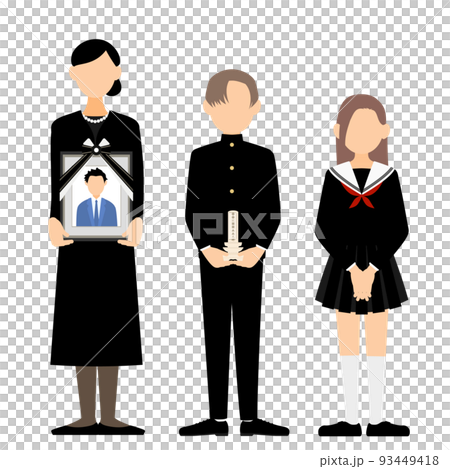 Family who lost their father, wives and children holding portraits of their husbands Family who lost their father, wives and children holding portraits of their husbands 93449418