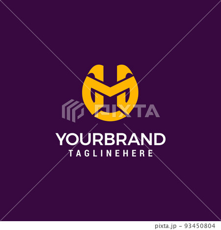 Initial Letter MH logo design template vector 93450804