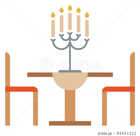 Dinner table with candlestick. Cozy room furniture icon 93451522