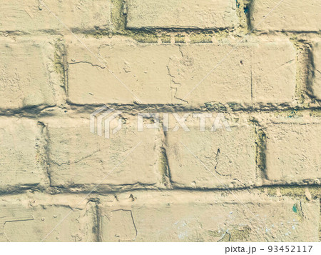 texture, background. bricks are laid in one row and covered with a beige layer of paint. volumetric 3d texture. concrete mix bricks 93452117