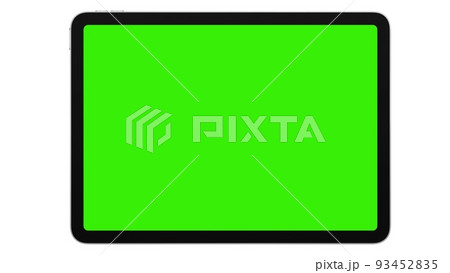Tablet Computer with green screen Isolated on white background. 3d illustration 93452835