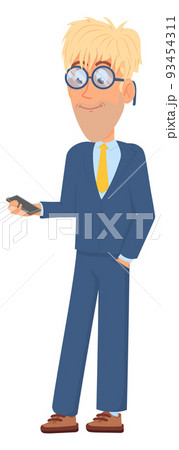 Businessman holding smartphone. Happy man in suit 93454311