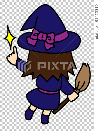 ハロウィンのミニ魔女っ子 後ろ姿のイラスト素材