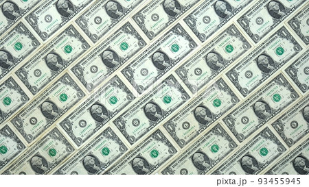 One dollar pattern Background. Arranged in diagonal brick pattern. High quality photo 93455945