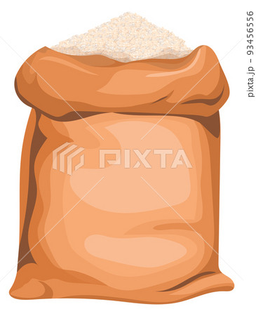 Rice bag icon. Cartoon canvas sack full of grain Rice bag icon. Cartoon canvas sack full of grain 93456556