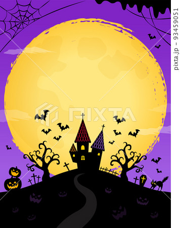 ハロウィンフレーム背景_大きな満月_パープル＿縦（3：4） 93459051