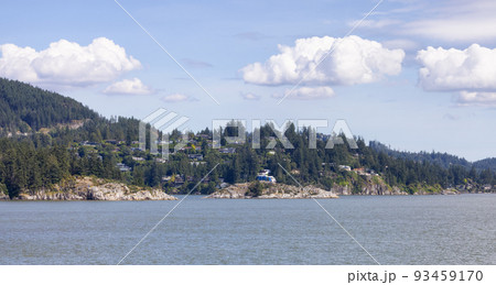 Residential Homes and Whytecliff Park on the Ocean Shore. Sunny Summer. Residential Homes and Whytecliff Park on the Ocean Shore. Sunny Summer. 93459170
