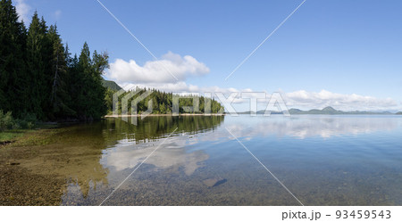 Scenic View of Kennedy Lake with Canadian Mountain Landscape in Background 93459543