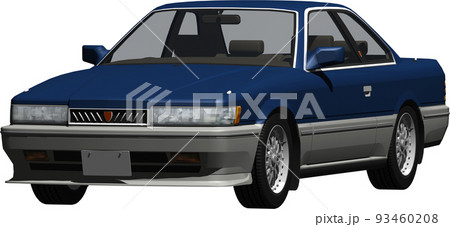あぶない刑事で有名な紺色の日産レパードの切抜き画像。背景透明イラスト 93460208