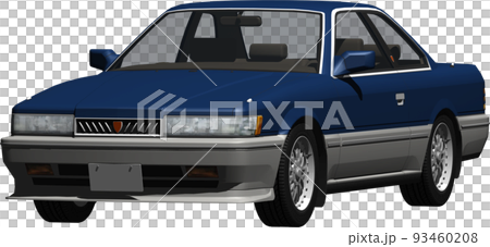 あぶない刑事で有名な紺色の日産レパードの切抜き画像。背景透明イラスト 93460208