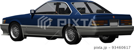 あぶない刑事で有名な紺色の日産レパードの切抜き画像 背景透明イラストのイラスト素材