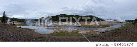 Hot spring Geyser with colorful water in American Landscape. 93461874