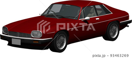 英国の名車、赤色のジャガー、クーペの切抜き画像。背景透明イラスト 英国の名車、赤色のジャガー、クーペの切抜き画像。背景透明イラスト 93463269