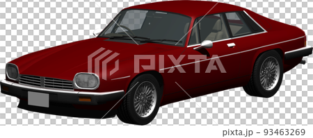英国の名車、赤色のジャガー、クーペの切抜き画像。背景透明イラスト 英国の名車、赤色のジャガー、クーペの切抜き画像。背景透明イラスト 93463269