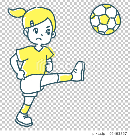 girl kicking a soccer ball 93463867