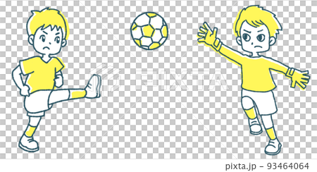 boy kicking a soccer ball 93464064