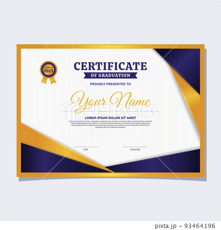 Purple Gold Certificate of Graduation Success School Print Template Purple Gold Certificate of Graduation Success School Print Template 93464196